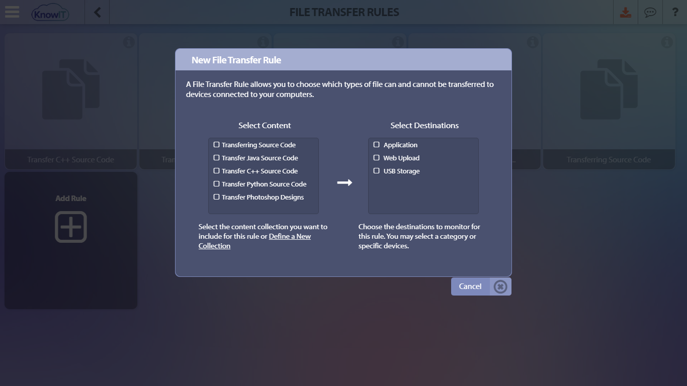 File Transfer Rules Page